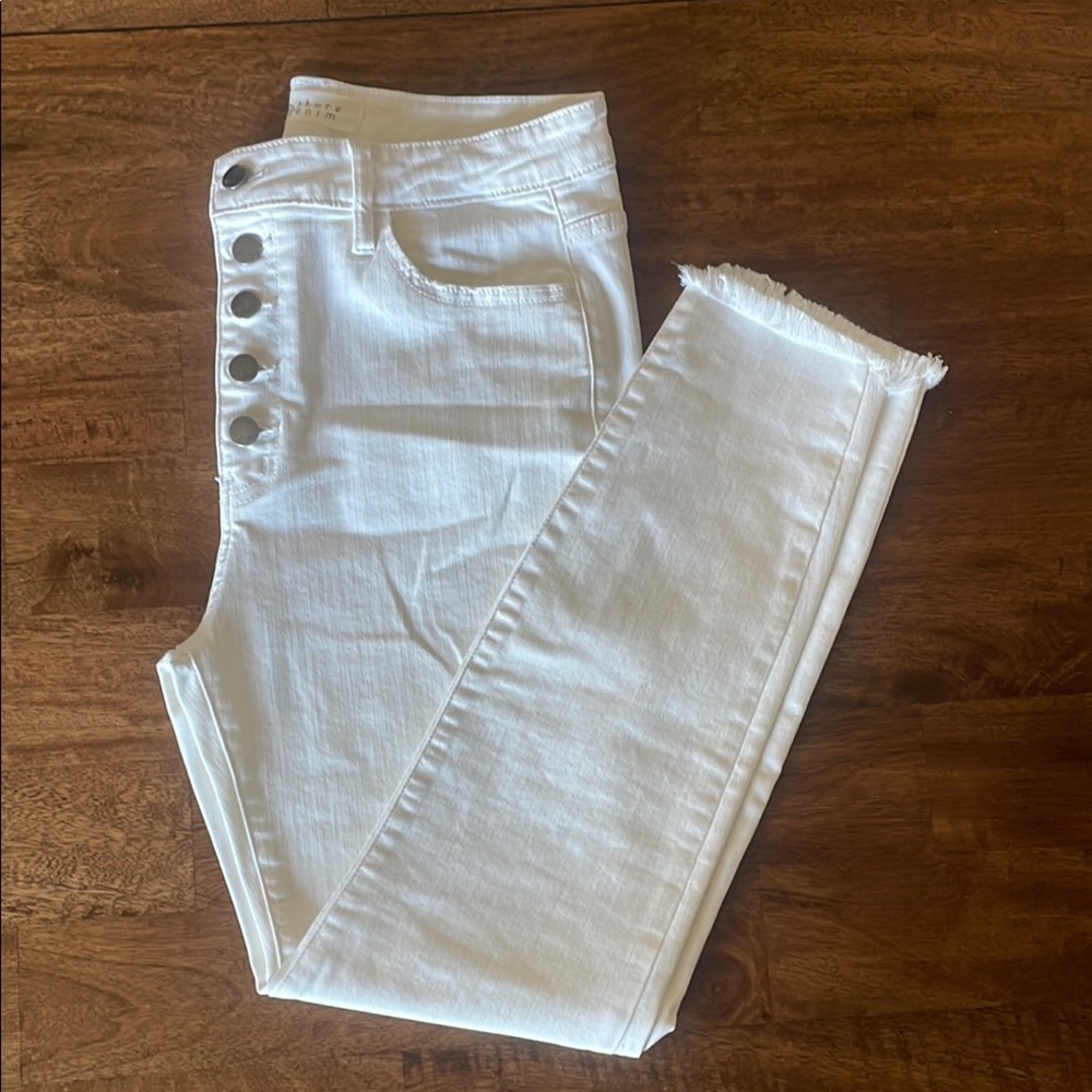 Women's White Button-Fly Jeans